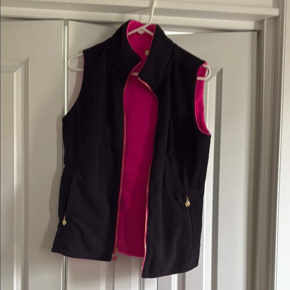 Lilly Pulitzer Black and Pink Vest with Two-Tone Design